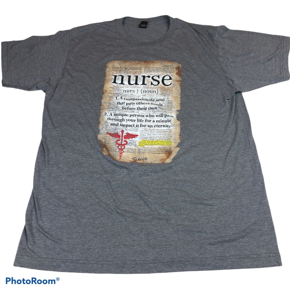 Nurse Christian Bible Verse T-Shirt Gray His Word